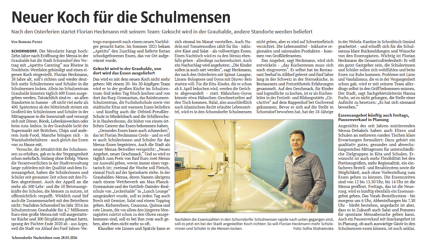 Zeitungsartikel aus den Schorndorfer Nachrichten.