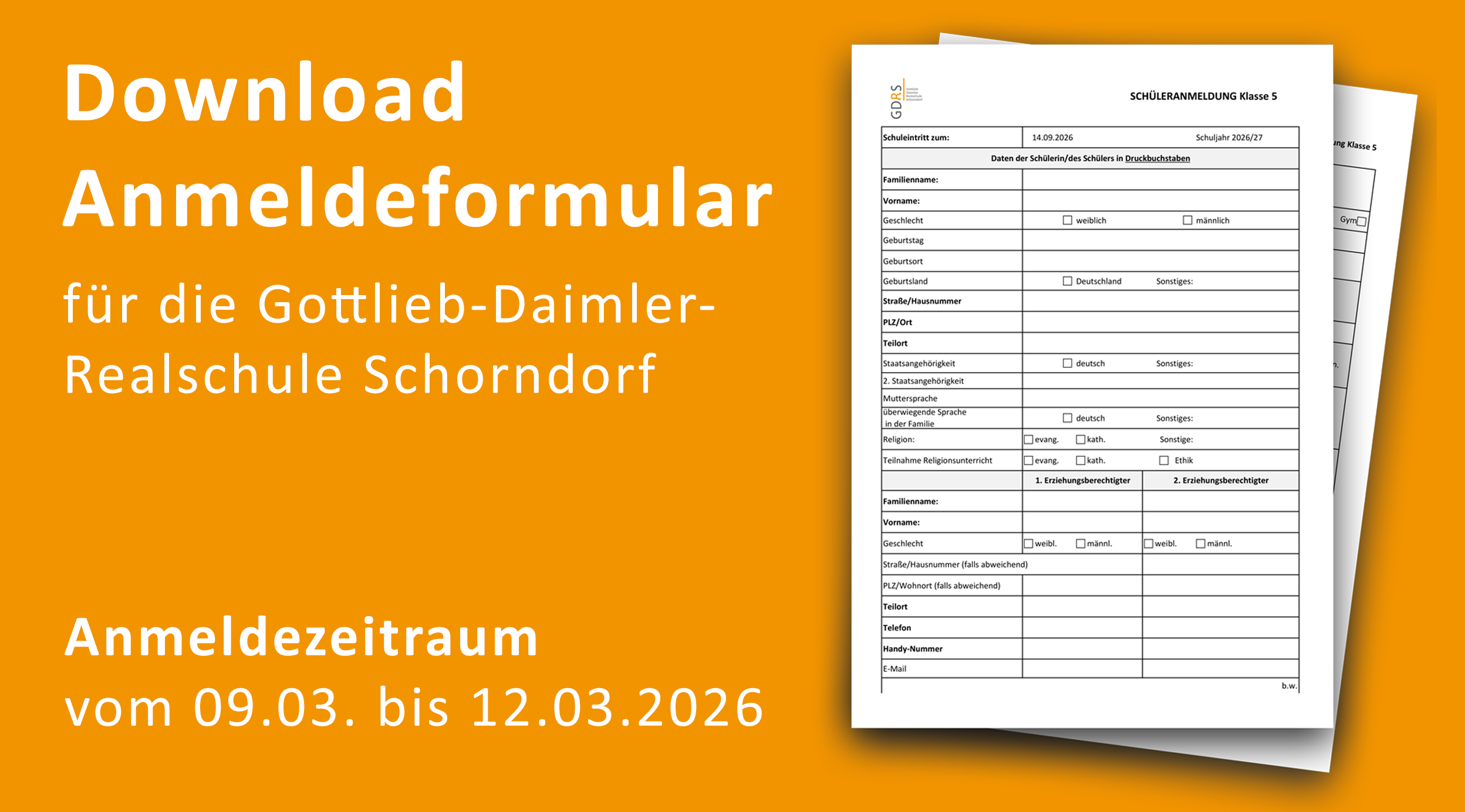 Anmeldeformular für die GDRS