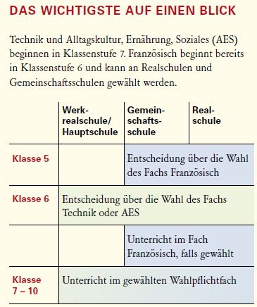 Schema Wahlpflichtfächer